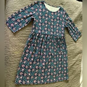 Appleseed's Short Sleeve 3/4 Length Floral Dress Blue Pink Size Petite Large
